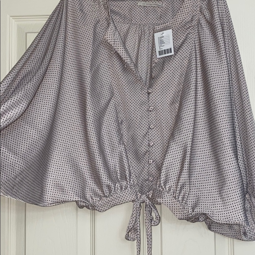 URBAN Outfitters -Lt Pink satin button up top NWT